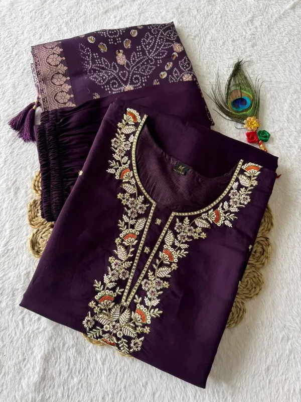 Dark_Purple_Roman_Silk_Premium_&_Elegant_Kurta_&_Pant_Set_With_Dupatta_For_Women