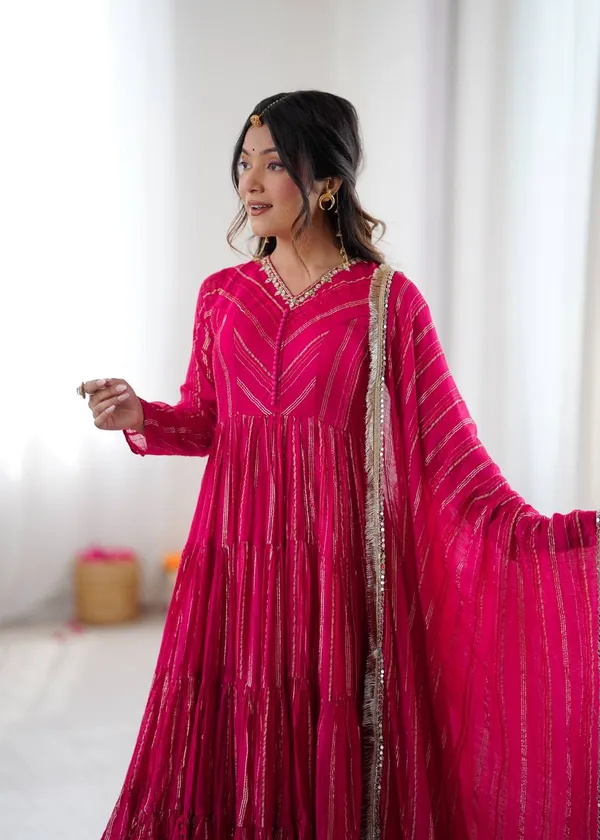 Premium_Mirror_Handwork_Ruffle_Gown_With_Dupatta