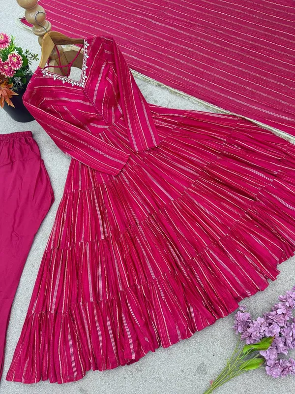 Premium_Mirror_Handwork_Ruffle_Gown_With_Dupatta