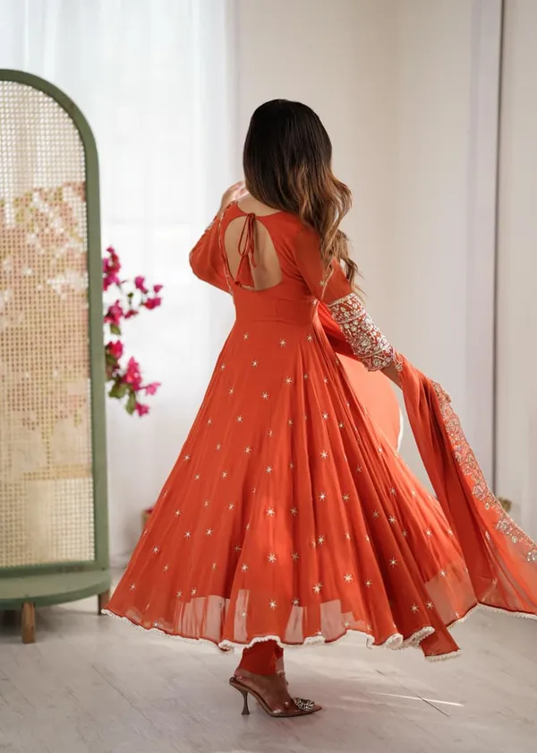 Orange_Faux_Premium_&_Elegant_Anarkali_Kurta_&_Pant_Set_With_Dupatta_For_Women