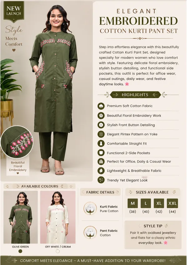 Pure_Cotton_Kurti_Pant_Set_with_Embroidery_Work