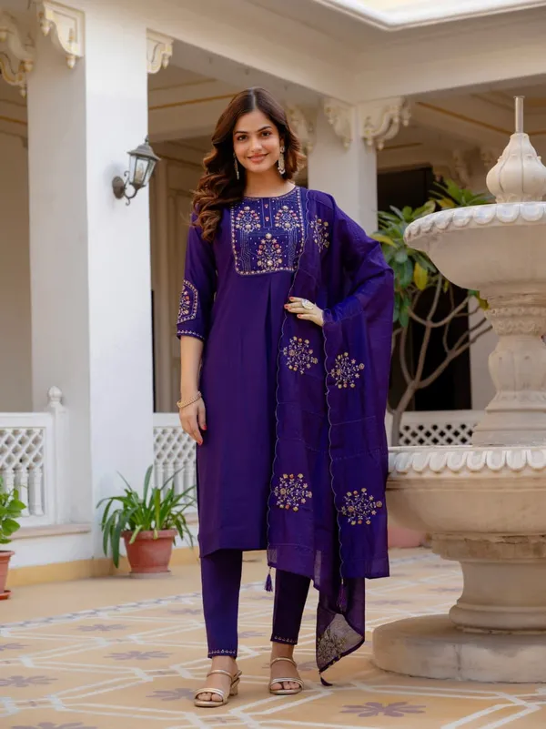 Purple_Designer_Embroidered_Kurti_Pant_Set_with_Maslin_Dupatta