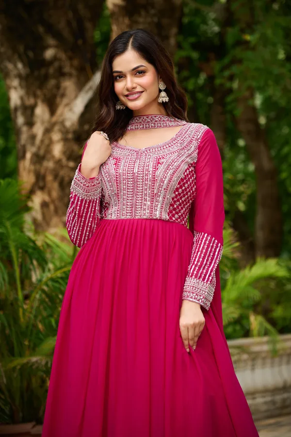 Royal_Star_Georgette_Beads_Sequins_Designer_Anarkali_Gown_With_Dupatta