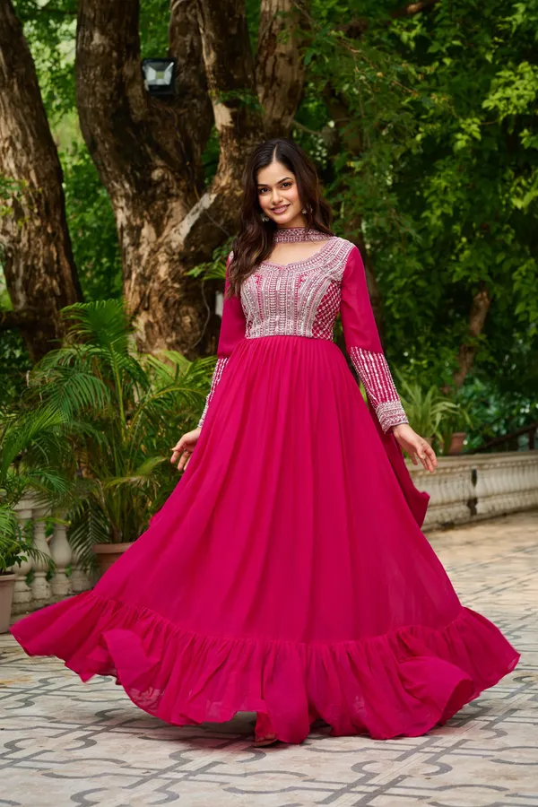 Royal_Star_Georgette_Beads_Sequins_Designer_Anarkali_Gown_With_Dupatta