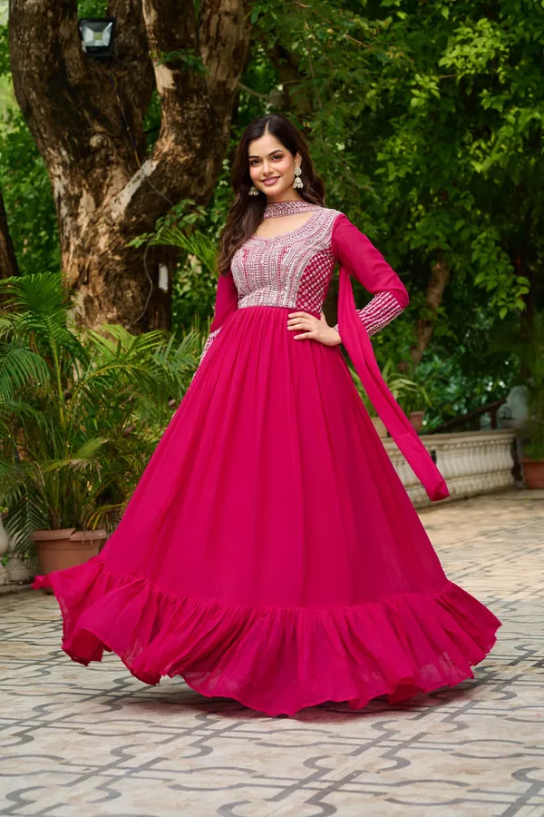 Royal_Star_Georgette_Beads_Sequins_Designer_Anarkali_Gown_With_Dupatta