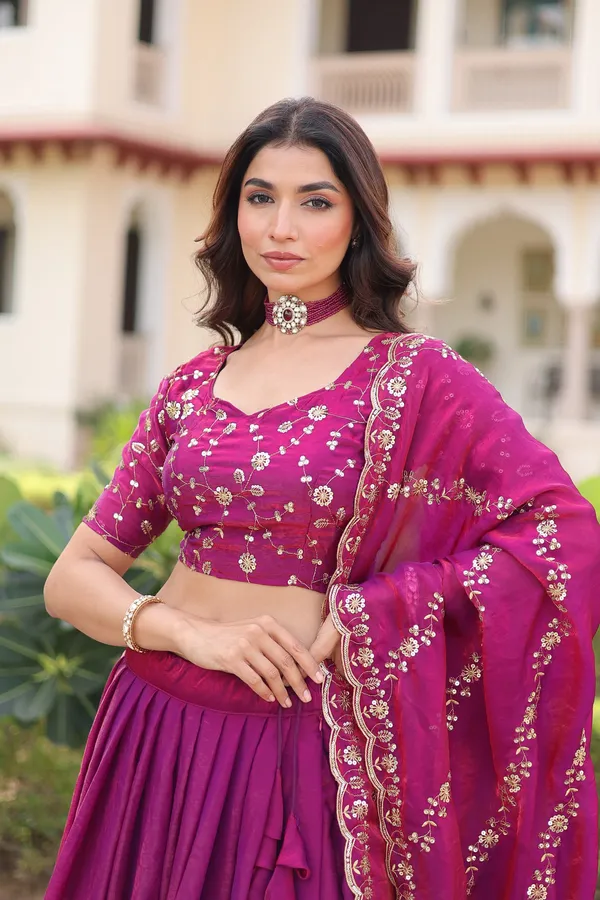 Luxe_Fendi_Silk_Designer_Lehenga_Choli_With_Heavy_Sequins_Embroidered_Dupatta