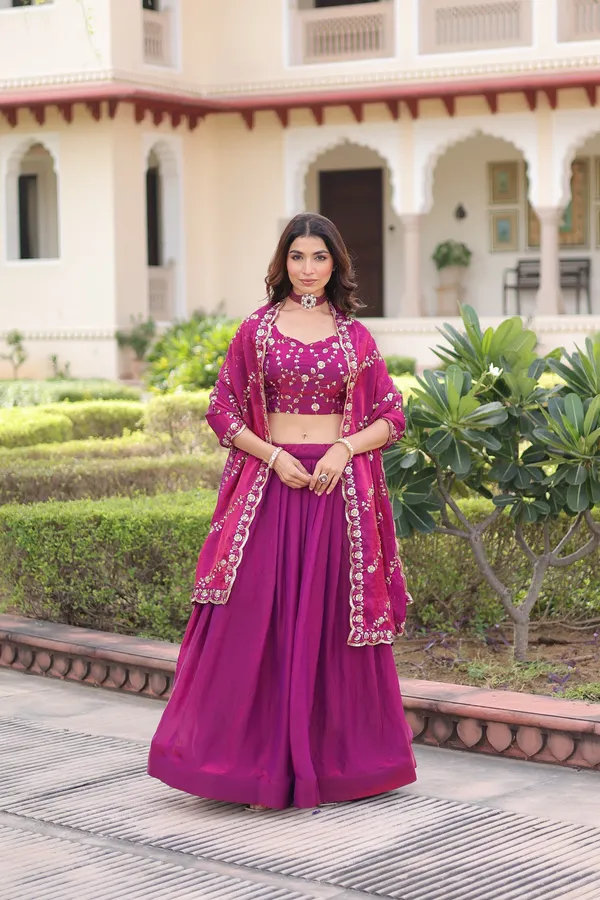 Luxe_Fendi_Silk_Designer_Lehenga_Choli_With_Heavy_Sequins_Embroidered_Dupatta