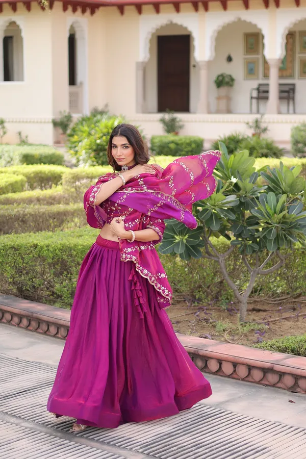 Luxe_Fendi_Silk_Designer_Lehenga_Choli_With_Heavy_Sequins_Embroidered_Dupatta