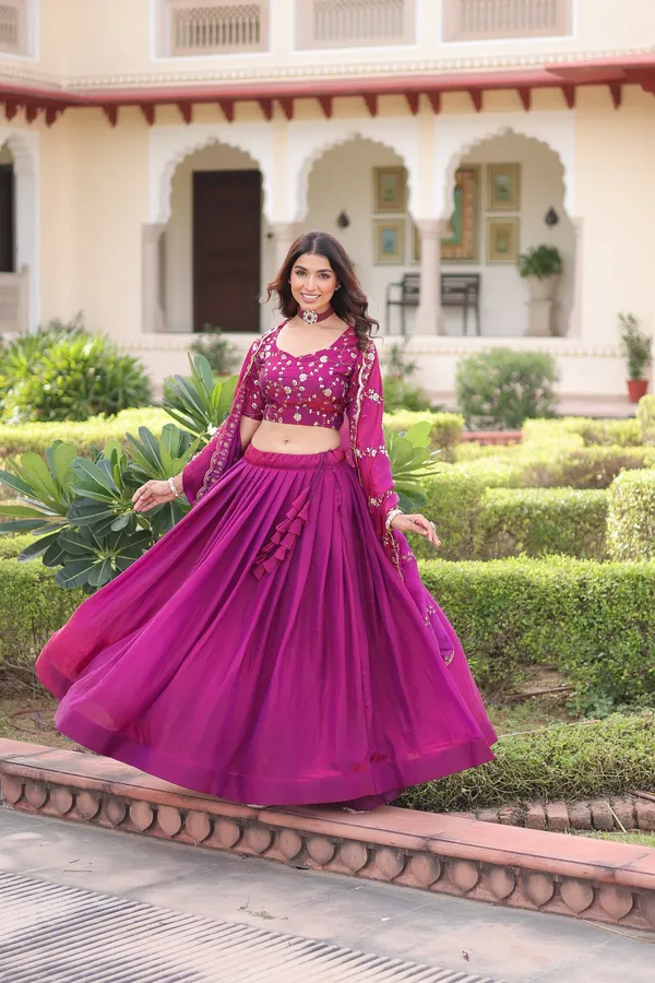 Luxe_Fendi_Silk_Designer_Lehenga_Choli_With_Heavy_Sequins_Embroidered_Dupatta