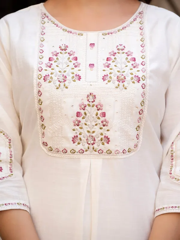 White_Designer_Embroidered_Kurti_Pant_Set_with_Maslin_Dupatta