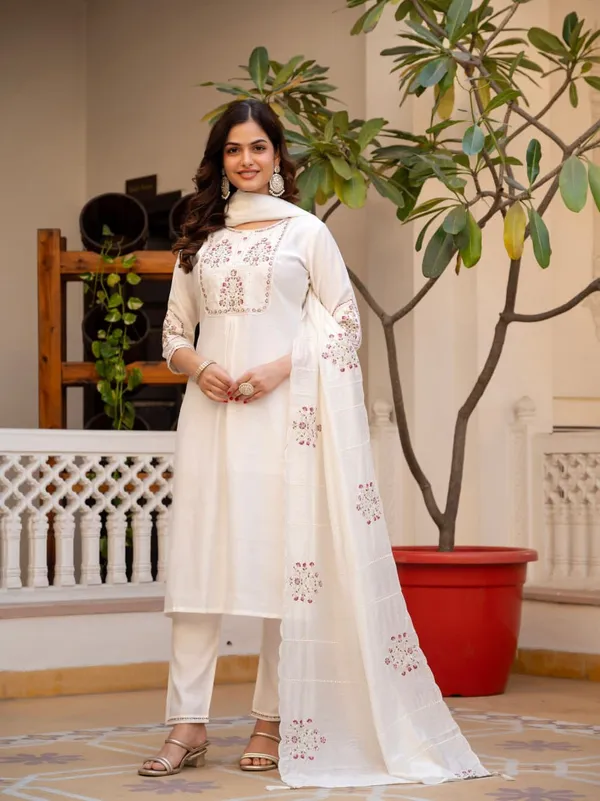 White_Designer_Embroidered_Kurti_Pant_Set_with_Maslin_Dupatta