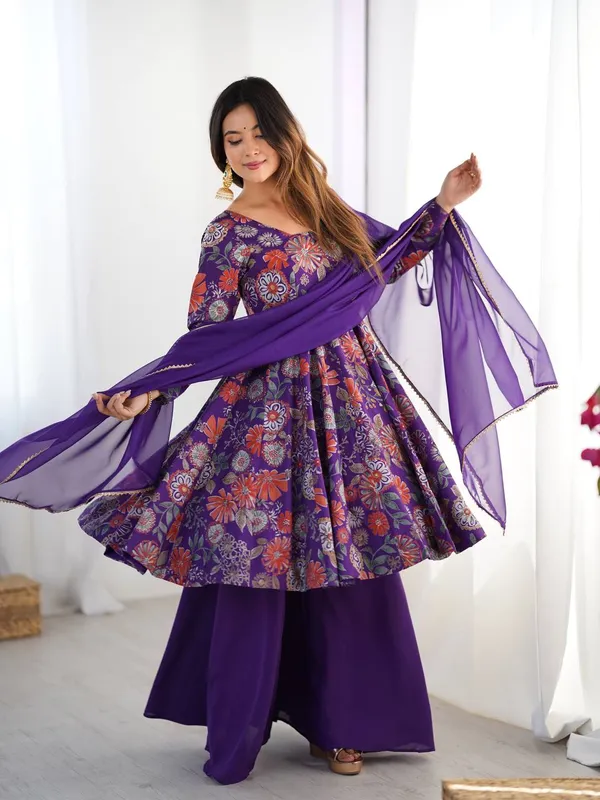 Purple_Pure_Romansilk_Premium_&_Elegant_Anarkali_Kurta_&_Palazzo_Set_With_Dupatta_For_Women