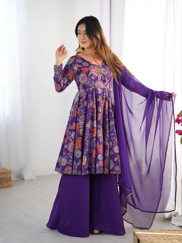 Purple_Pure_Romansilk_Premium_&_Elegant_Anarkali_Kurta_&_Palazzo_Set_With_Dupatta_For_Women