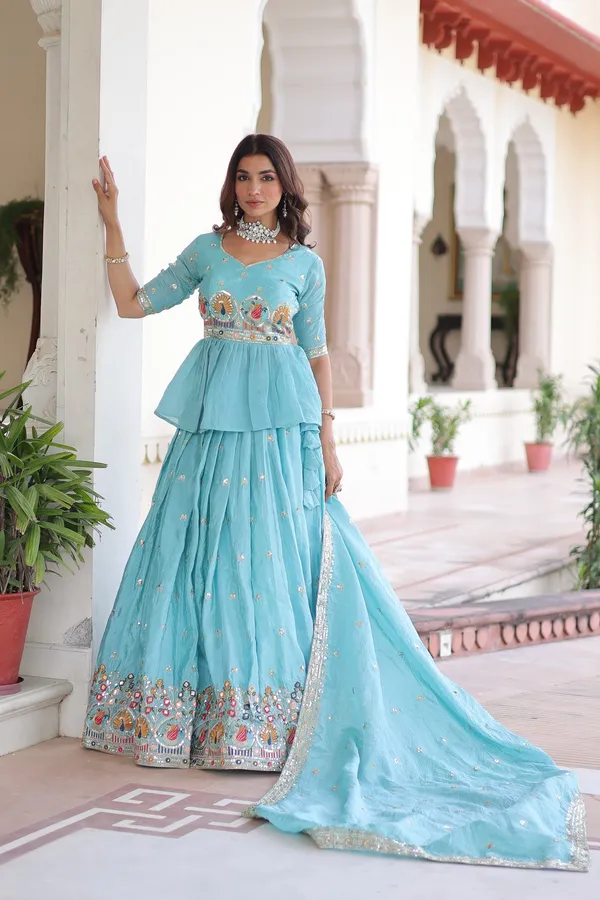 Premium_Gold_Crush_Designer_Sequins_Embroidered_Peplum_Lehenga_Choli_Set
