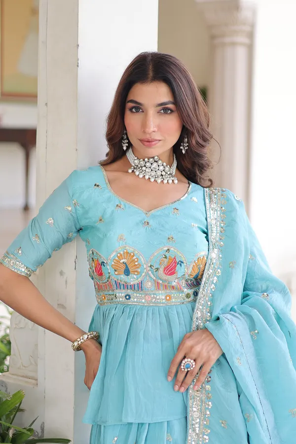 Premium_Gold_Crush_Designer_Sequins_Embroidered_Peplum_Lehenga_Choli_Set