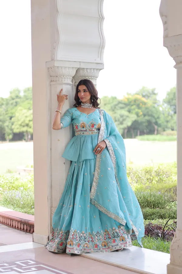Premium_Gold_Crush_Designer_Sequins_Embroidered_Peplum_Lehenga_Choli_Set