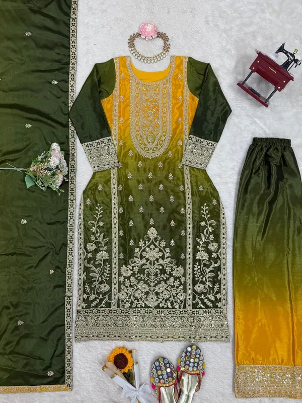 Premium_Shaded_Chinon_Silk_Designer_Kurta_Palazzo_With_Dupatta_Set