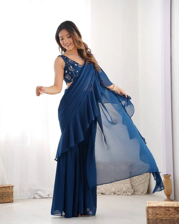Navy_Blue_Cotton_Premium_&_Elegant_Crop_Top_&_Sharara_Set_With_Dupatta_For_Women