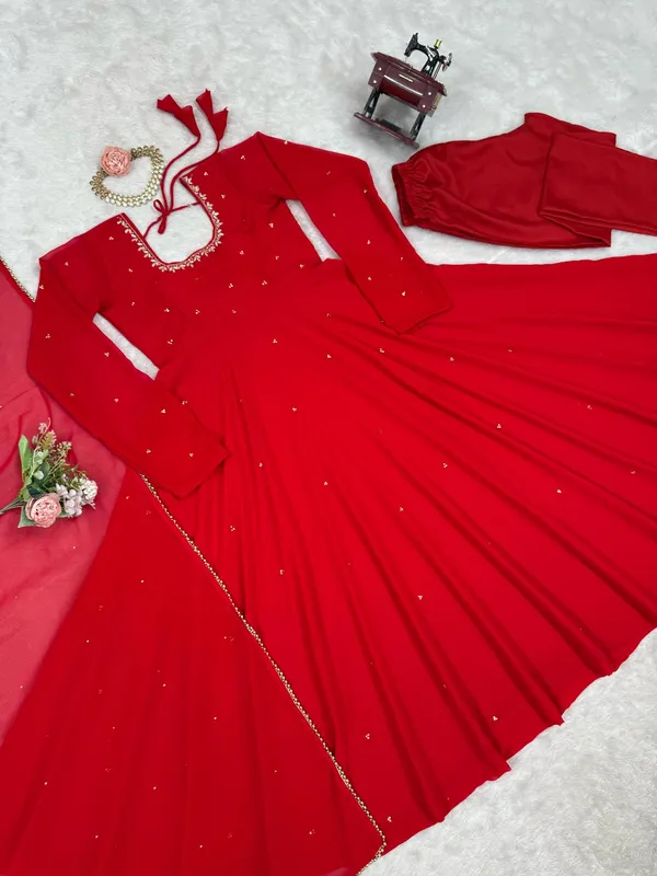 Premium_Red_Handwork_Georgette_Anarkali_Set