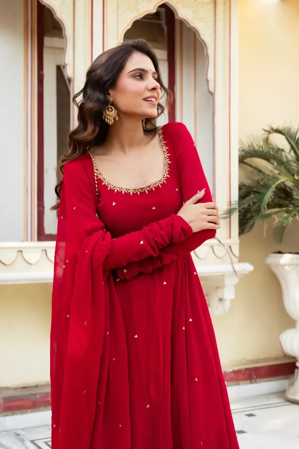 Premium_Red_Handwork_Georgette_Anarkali_Set