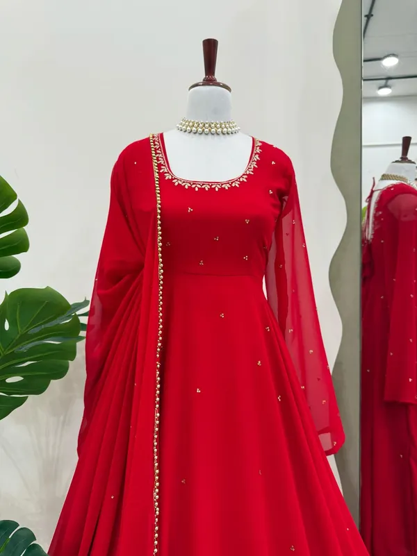 Premium_Red_Handwork_Georgette_Anarkali_Set