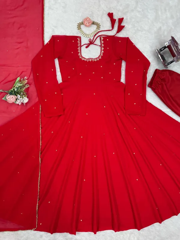 Premium_Red_Handwork_Georgette_Anarkali_Set