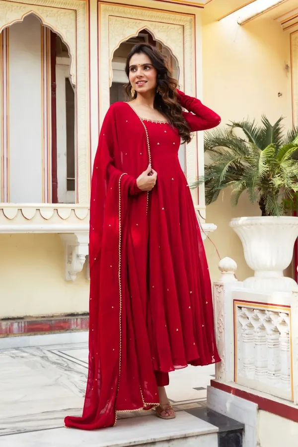 Premium_Red_Handwork_Georgette_Anarkali_Set