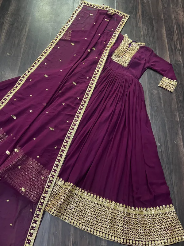 New_Wine_Faux_Blooming_Georgette_Designer_Gown_With_Heavy_Sequins_Embroidered_Dupatta