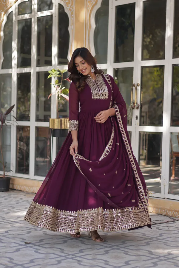 New_Wine_Faux_Blooming_Georgette_Designer_Gown_With_Heavy_Sequins_Embroidered_Dupatta