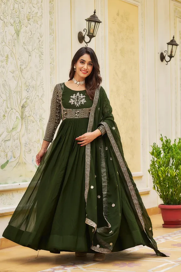 Luxury_Faux_Georgette_Sequin_Embroidered_Long_Gown_With_Dupatta