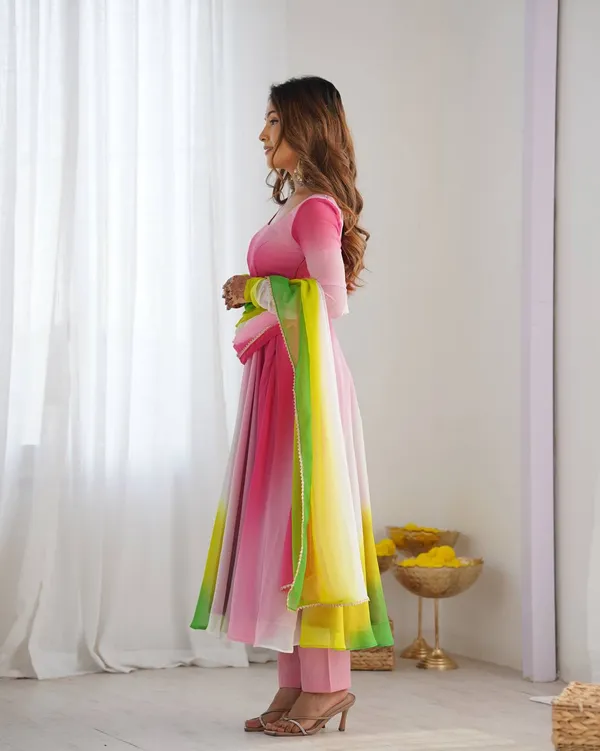 Multicolour_Pure_Romansilk_Premium_&_Elegant_Anarkali_Kurta_&_Pant_Set_With_Dupatta_For_Women