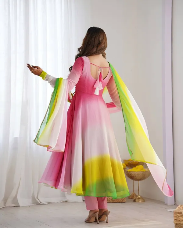 Multicolour_Pure_Romansilk_Premium_&_Elegant_Anarkali_Kurta_&_Pant_Set_With_Dupatta_For_Women