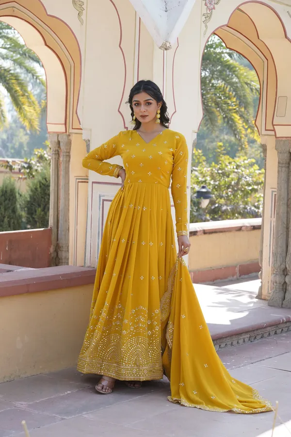 Royal_Mustard_Zari_Sequins_Anarkali_Gown_With_Cut_Work_Dupatta
