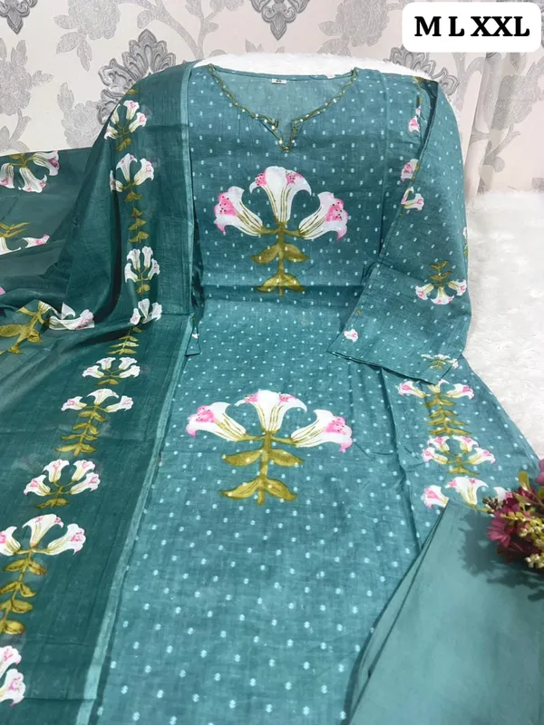 Premium_Floral_Printed_Cotton_Kurta_Set_With_Hand_Embroidered_Neckline_&_Mal_Cotton_Dupatta