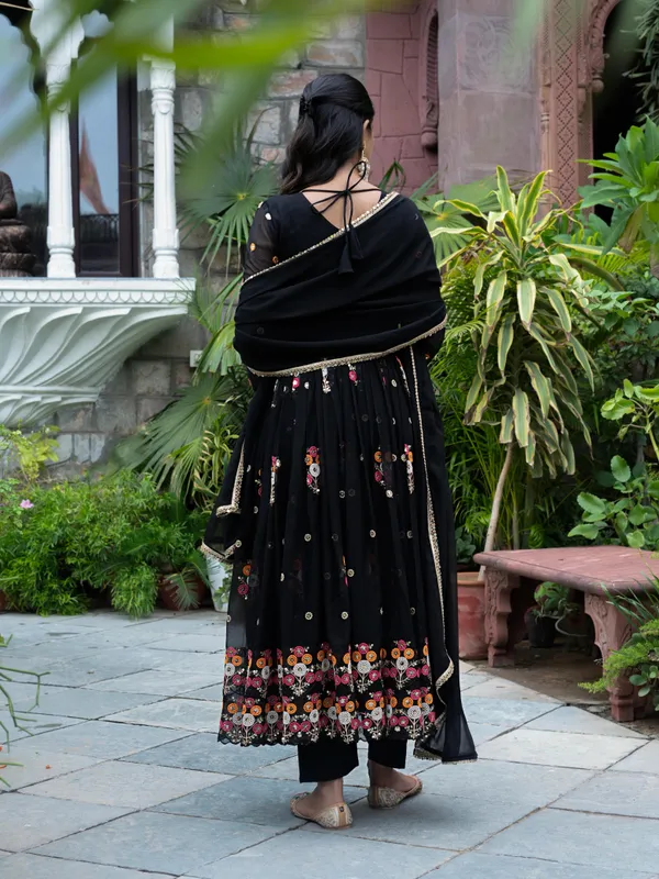 Premium_Faux_Georgette_Heavy_Embroidered_Sequins_Work_Gown_With_Dupatta