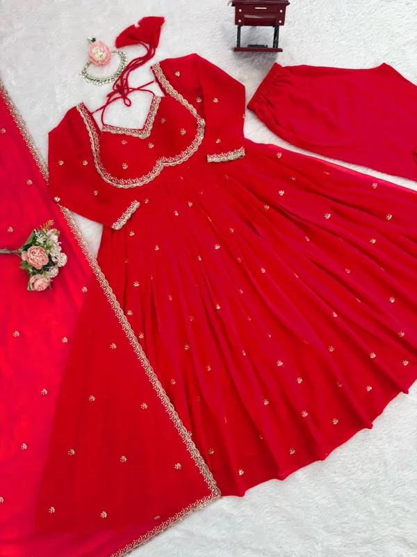Premium_Faux_Georgette_Thread_Sequin_Anarkali_With_Pant_&_Dupatta