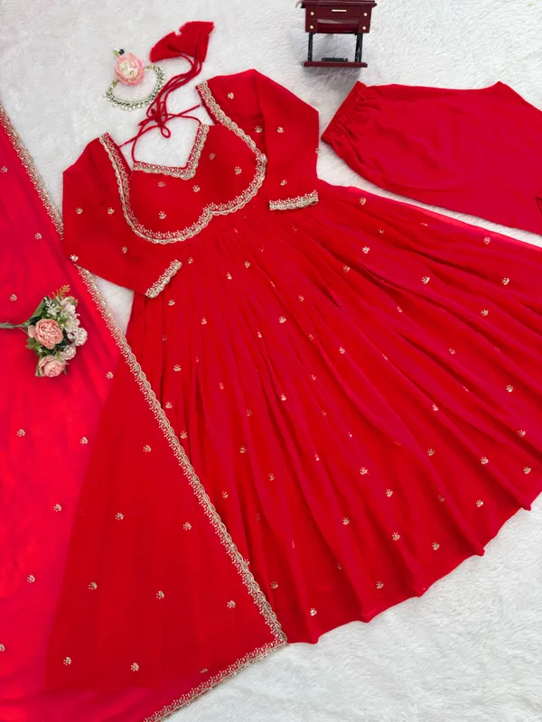 Premium_Faux_Georgette_Thread_Sequin_Anarkali_With_Pant_&_Dupatta