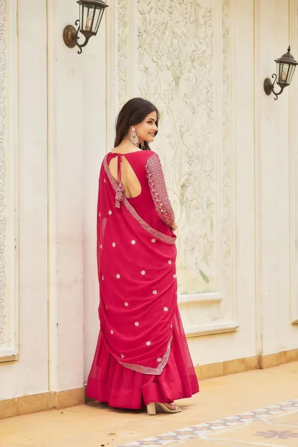 Luxury_Faux_Georgette_Sequin_Embroidered_Long_Gown_With_Dupatta