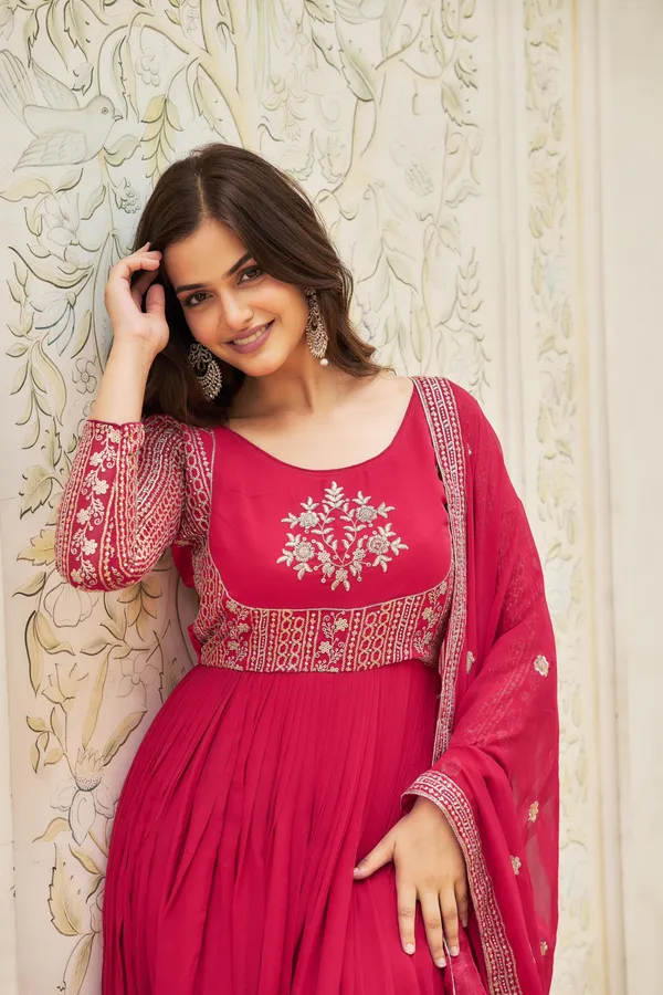 Luxury_Faux_Georgette_Sequin_Embroidered_Long_Gown_With_Dupatta