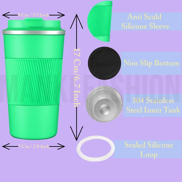 Fruit_Green_Stainless_Steel_Reusable_Insulated_Coffee_Cup_With_Leakproof_Lid