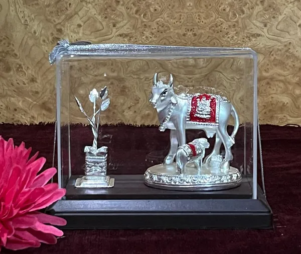 Premium_999_Silver_Plated_Tulsi_&_Gou_Bachda_For_Pooja_Room