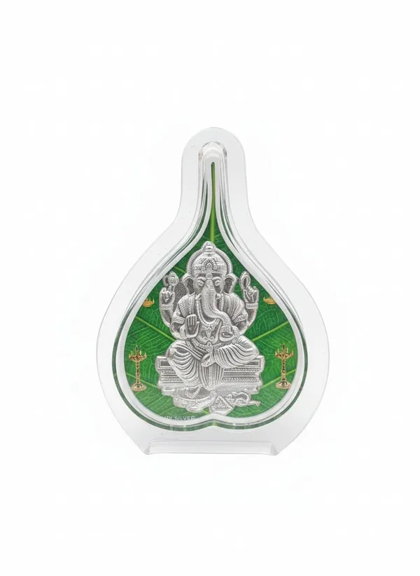 Premium_999_Silver_Green_Leaf_Ganesh_For_Pooja_Room