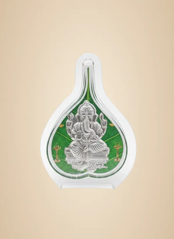 Premium_999_Silver_Green_Leaf_Ganesh_For_Pooja_Room