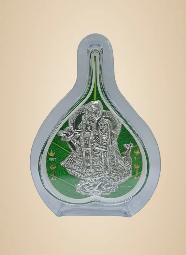 Premium_999_Silver_Green_Leaf_Radha_Krishna_For_Pooja_Room