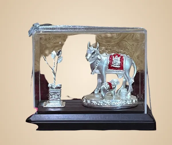 Premium_999_Silver_Plated_Tulsi_&_Gou_Bachda_For_Pooja_Room