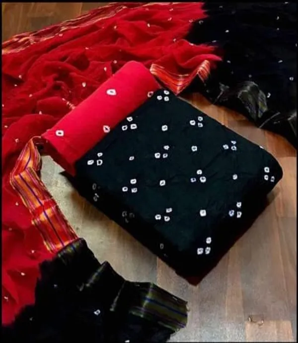 Black_&_Red_Pure_Cotton_Hand_Bandhej_Bandhani_Unstitched_Suit_Dress_Material_With_2_Meter_Dupatta_For_Women