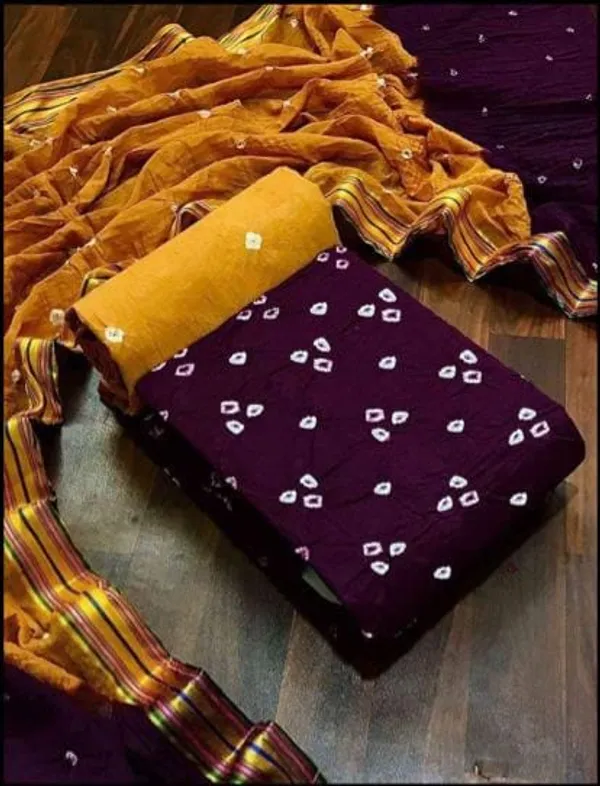 Wine_&_Yellow_Pure_Cotton_Hand_Bandhej_Bandhani_Unstitched_Suit_Dress_Material_With_2_Meter_Dupatta_For_Women