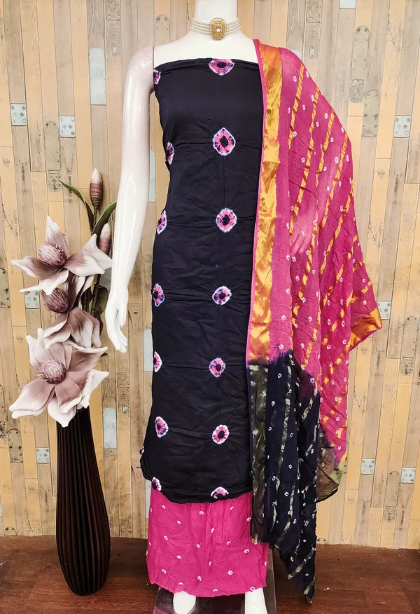Unstitched_Suit_Dress_Material_|_Pure_Cotton_Hand_Bandhej_Bandhani_|_Premium_Unstitched_Suit_Material_For_Her_|_4.20_Meter_Top_&_Bottom_With_2_Meter_Dupatta