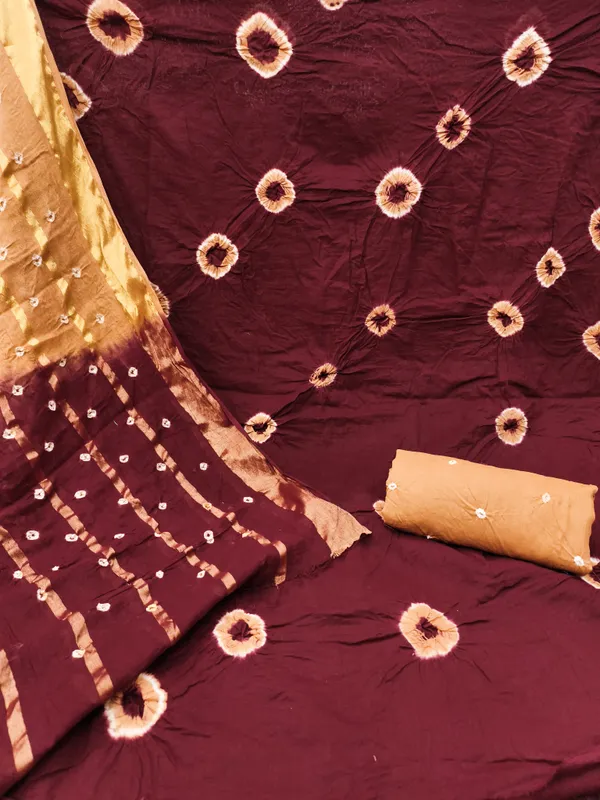 Unstitched_Suit_Dress_Material_|_Pure_Cotton_Hand_Bandhej_Bandhani_|_Premium_Unstitched_Suit_Material_For_Her_|_4.20_Meter_Top_&_Bottom_With_2_Meter_Dupatta