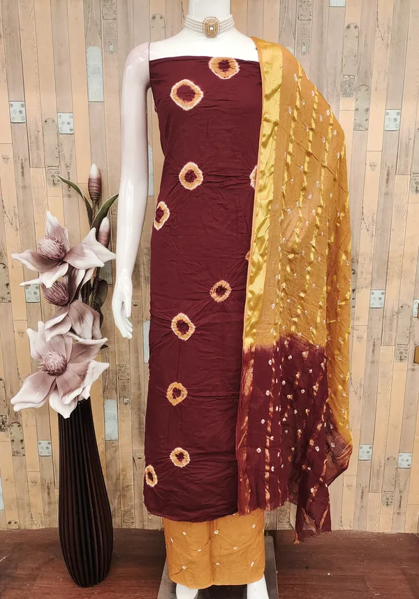 Unstitched_Suit_Dress_Material_|_Pure_Cotton_Hand_Bandhej_Bandhani_|_Premium_Unstitched_Suit_Material_For_Her_|_4.20_Meter_Top_&_Bottom_With_2_Meter_Dupatta